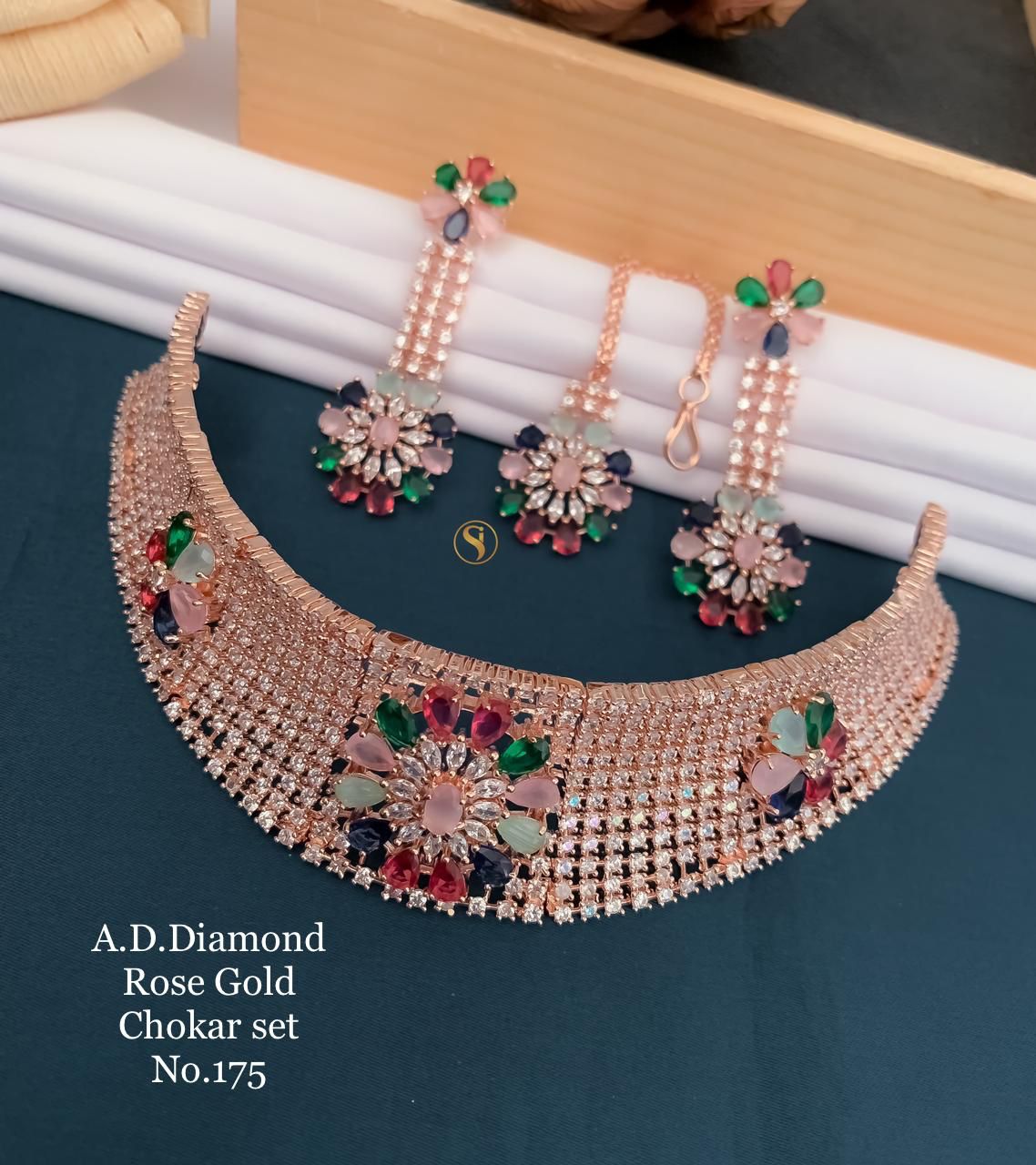 3 Designer AD Diamond Designer Chokar Set Wholesale Price In Surat

